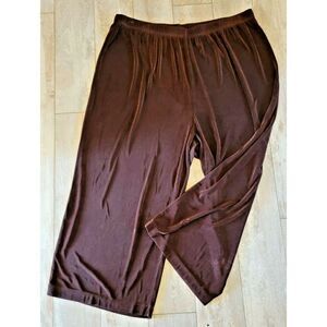 The Travel Collection 2X Pull On Brown Stretchy‎ Wide Leg Pedal Pusher Pants
